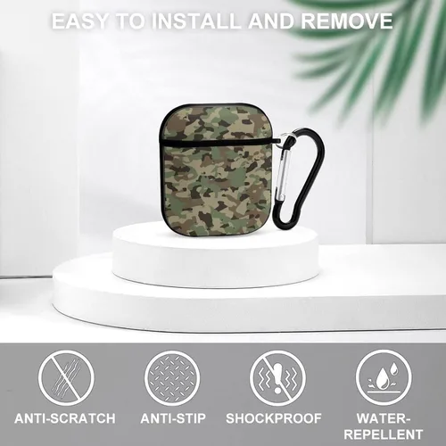 Vista 3 de Funda protectora de silicona compatible con AirPods 2 y 1 (camuflaje militar de camuflaje frío)
