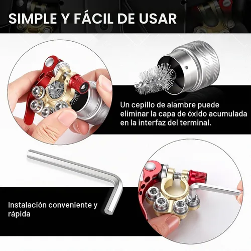 Vista 4 de SINGARO Conector de terminal de batería de automóvil, clip de terminal de liberación rápida de poste positivo y negativo de 4 vías, aplicable a