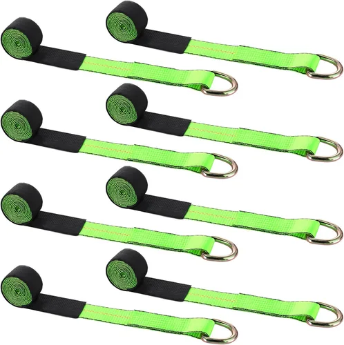 Vista 8 de Paquete de 4 Correas de Remolque de Camión de 2" x 8 pies, Correas de Elevación de Rueda Lasso, Correa de Remolque Lasso con Anillo en D 11, 000
