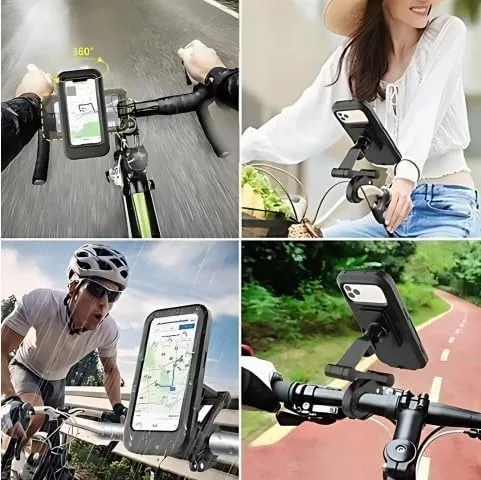Vista 9 de Generic Soporte de teléfono impermeable, universal compatible con todos los teléfonos iPhone y Android, giro 360, accesorio seguro para manillar