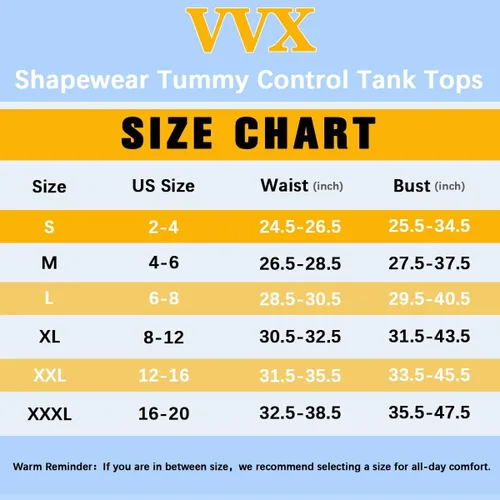 Vista 5 de VVX Camiseta sin mangas para mujer con forma de cuerpo para mujer, control de abdomen, sin costuras, de compresión