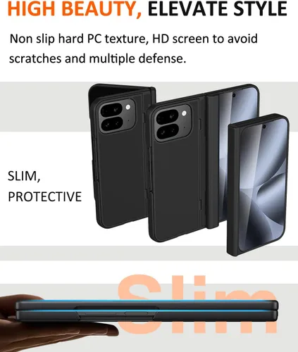 Vista 6 de NINKI Funda plegable para Google Pixel 10 Pro con soporte plegable y cubierta de bisagra, protector de pantalla integrado con soporte oculto
