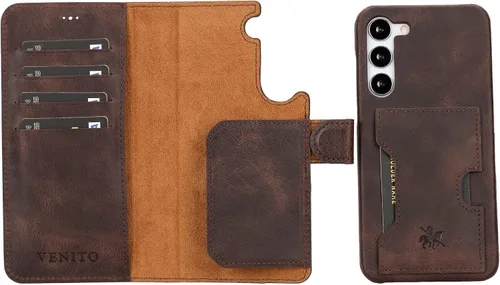 Vista 125 de Venito Florence - Funda de piel compatible con Samsung Galaxy S9, extra segura con bloqueo RFID, cartera desmontable para teléfono (gris decolorado)