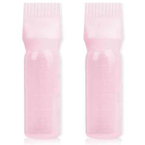 Vista 17 de Paquete de 2 herramientas aplicadoras de peine de raíces de 6 onzas, botella aplicadora de aceite para el cabello con dispensador de aceite