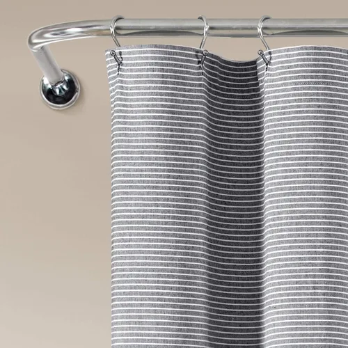 Vista 6 de Lush Decor Par de paneles de cortina para ventana de mezcla de algodón teñido de hilo de rayas con botones, 40 pulgadas de ancho x 84 pulgadas