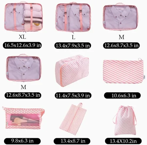 Vista 3 de Cubos de embalaje de compresión para viajes, artículos esenciales ligeros de viaje para vacaciones, accesorios de viaje para maleta, organizador