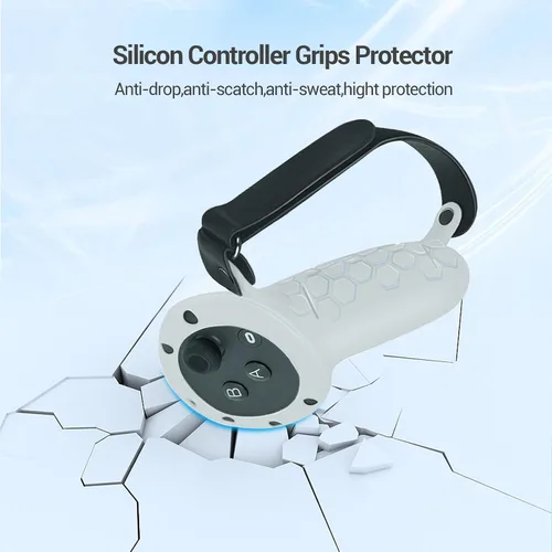Vista 5 de Funda de agarre para controlador de realidad virtual mejorada compatible con accesorios OculusMeta Quest 3, con cubierta de apertura de batería