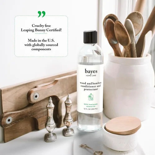 Vista 6 de Bayes Aceite mineral de grado alimenticio para tabla de cortar, aceite mineral de grado alimenticio para bambú, teca y acondicionador y protector