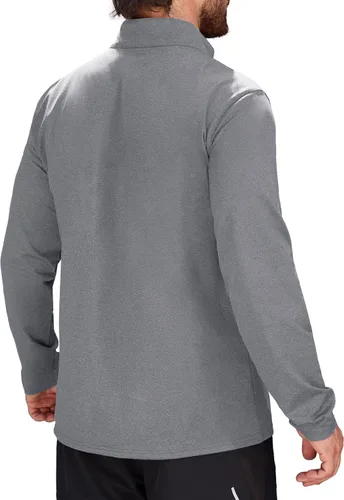 Vista 39 de MAGCOMSEN Sudadera de golf de manga larga con forro polar para hombre, con cremallera de 1/4, térmica, para correr