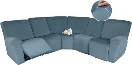 Vista 106 de HDCAXKJ Fundas de sofá seccional reclinable de terciopelo, cubierta de sofá seccional en forma de L, lavable, elástica, suave, para rincón