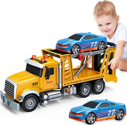 Vista 8 de Bstoyder Juguetes para niños de 3, 4, 5, 6, 7 y 8 años, camión grúa juguete con luces, sonidos, vehículo juguete de fricción para niños pequeños