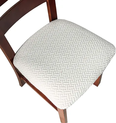 Vista 10 de Genina Fundas de Asiento para Silla de Comedor Fundas de Asiento Deslizables Fundas de Silla de Cocina (Beige, 2 Piezas)