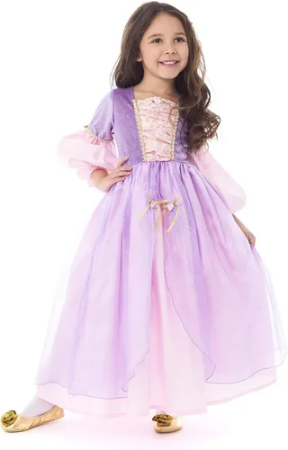 Vista 2 de Little Adventures clásico vestido de princesa, de Rapunzel, disfraz para niñas, M (3-5 años), Deluxe