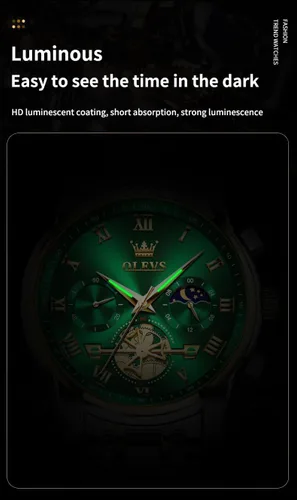Vista 5 de OLEVS Relojes impermeables para hombre, de acero inoxidable, con cronógrafo, de lujo, color blanco, luminoso, de gran cara, analógico, de cuarzo