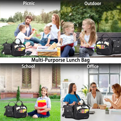 Vista 6 de TuErCao - Bolsa de almuerzo pequeña, ligera y aislada para mujer; para trabajo, portátil, suave enfriador para pícnic, viajes, viajes por carretera