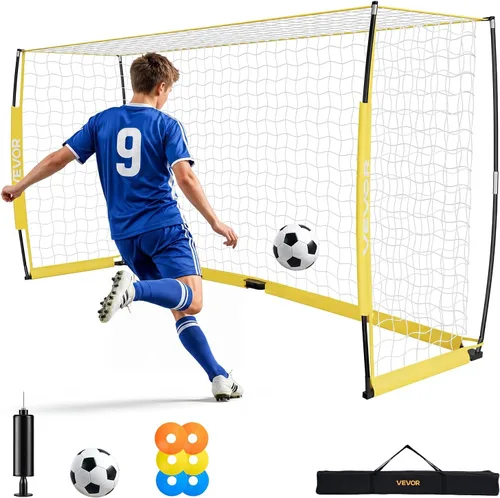 Vista 10 de VEVOR Portería de fútbol portátil de 12 x 6 pies con diseño plegable Rojo