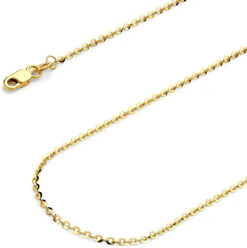 Vista 7 de 14k REAL Yellow/White Gold Solid 1.5mm, 1.2mm Side Diamond Cut Rolo Cable Chain Necklace with Lobster Claw Clasp Oro Blanco