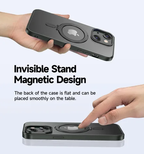 Vista 4 de MAGIC JOHN Funda para iPhone 13/iPhone 14 (6.1 pulgadas) [compatible con Magsafe] [con soporte de metal magnético]