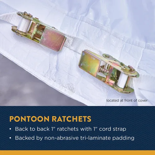 Vista 8 de Transhield Funda para barco pontón, funda de almacenamiento de pontón de 16 pies, resistente, impermeable y reutilizable, cuerda perimetral