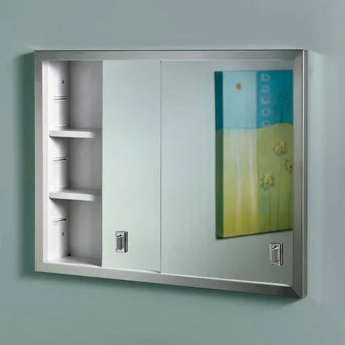 Vista 4 de Jensen B703850 Contempora - Botiquín de 2 puertas, 24 pulgadas por 19 pulgadas, acero inoxidable