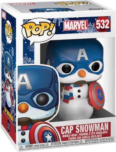 Vista 2 de Funko Pop! Marvel: Holiday - Figura de vinilo de muñeco de nieve del Capitán América