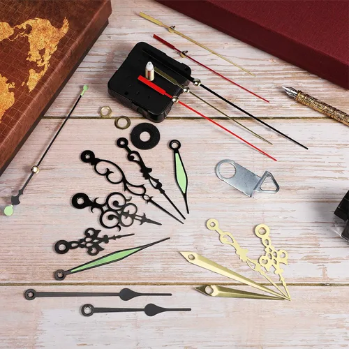 Vista 4 de Mudder Reloj de pared de cuarzo de 4 piezas, kit de números de reloj, mecanismo de movimiento, funciona con pilas, kit de motor de reloj con 6 pares