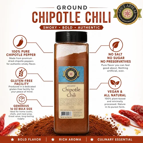 Vista 3 de Sazonador jerk jamaicano de Spice Appeal Smoky chipotle pepper spice for Mexican cooking, marinades, dry rubs, and authentic southwestern flavor