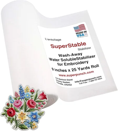 Vista 12 de Superpunch Wash Away - Estabilizador de bordado soluble en agua, rollo de 9 pulgadas x 10 yardas, película transparente para bordado a máquina