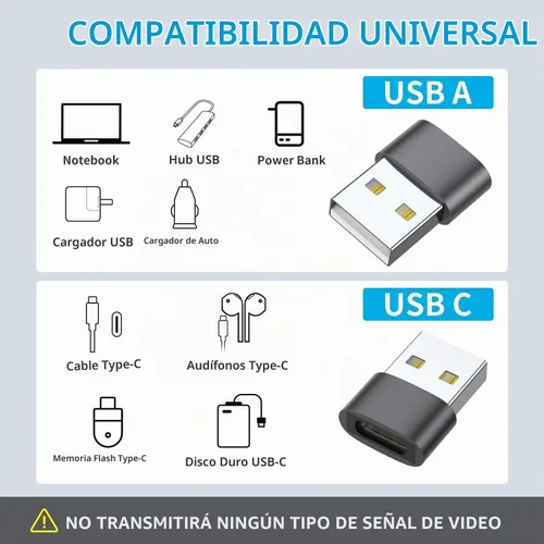 Vista 6 de Adaptador USB C hembra a USB macho (paquete de 8), adaptador de cable de carga tipo C a USB A para iPhone 11 12 13 14 15 Pro Max, Samsung Galaxy