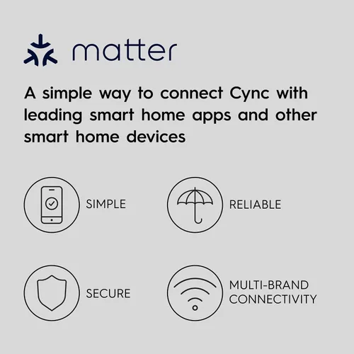 Vista 2 de Bombilla LED Cync GE A19 de conexión directa, luz inteligente que cambia de color, compatible con Matter, compatible con Alexa y Google Home