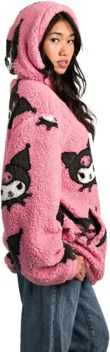 Vista 3 de Bioworld Kuromi - Sudadera con capucha y cremallera de sherpa de gran