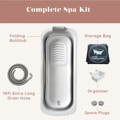 Vista 9 de Bañera portátil para adultos: bañera plegable extragrande de 56 pulgadas. Diseño ergonómico para el baño relajante definitivo, baño de hielo. Ideal