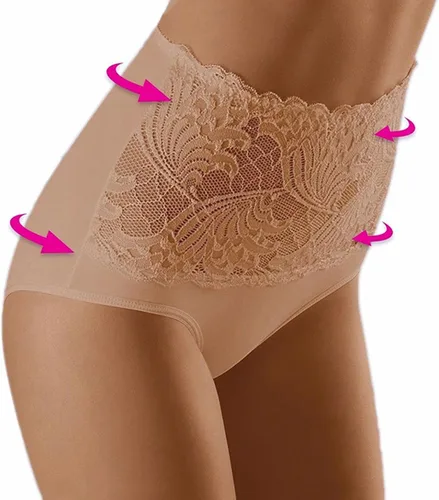 Vista 3 de Calzones moldeadores para mujer, ropa interior con control de abdomen, encaje fino, cintura alta, adelgazante, faja moldeadora de cuerpo
