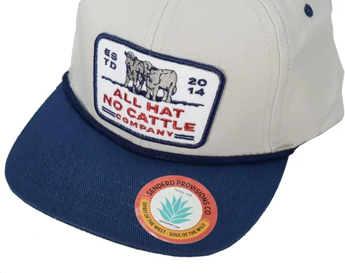 Vista 3 de Sendero Provisions Co. Parche bordado All Hat No Cattle Snapback Sombrero blanco roto, talla única, Blanco sucio