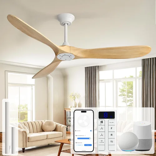 Vista 27 de Sofucor Ventiladores de techo inteligentes de 60 pulgadas con luces, ventilador de techo inteligente moderno para exteriores