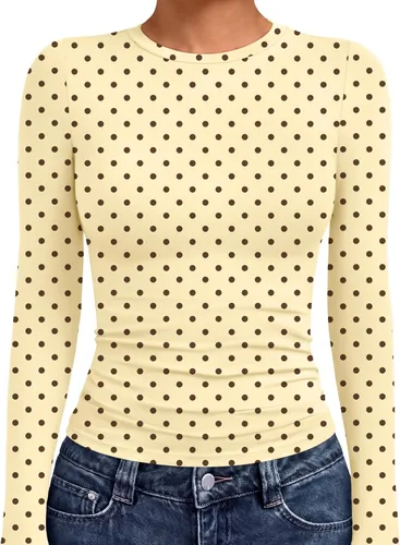 Vista 31 de AUTOMET - Camisetas ombligueras de manga larga para mujer, básicas, de compresión, para salir, otoño, ropa de moda del año 2000 Blanco