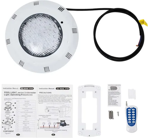 Vista 4 de Luces de piscina de 11.6 pulgadas para piscina enterrada, AC12V 45w luz de spa que cambia de color, luz LED de piscina enterrada con control remoto