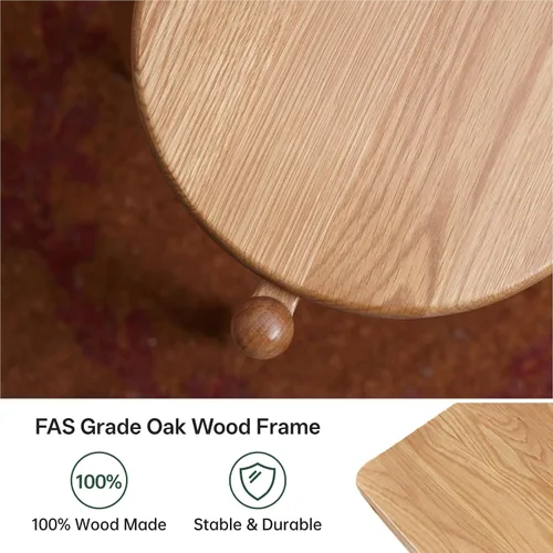 Vista 3 de Taburete apilable de roble, soporte pequeño para plantas, taburete redondo de madera para comedor, sala de estar, entrada, aula, escuela, 15.4 x