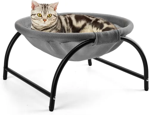 Vista 8 de LIFLIX - Cama elevada en forma de hamaca para gatos, cuna para gatos con malla lavable, cama para mascotas para gatitos, azul oscuro