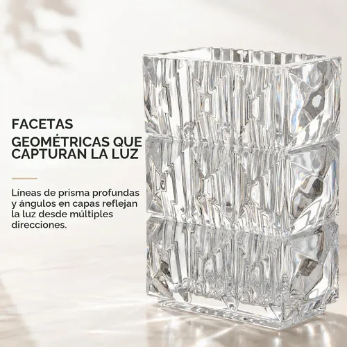 Vista 5 de Clear Crystal Glass Flower Vase, Geometric, 7.88 in, 4.4 lb
