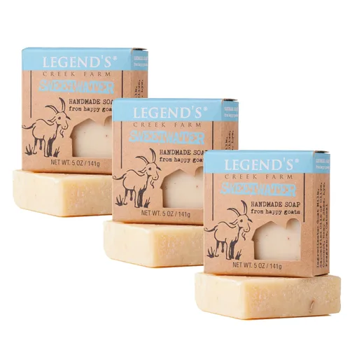 Vista 22 de Legend's Creek Farm Goat Milk Soap - Barra de jabón hidratante limpiadora para manos y cuerpo, espuma cremosa de 5 onzas, jabón natural nutritivo