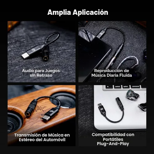 Vista 8 de Linsoul Kiwi Ears AD1 Tipo-C a 0.138 in Cable adaptador DAC de auriculares hembra USB C a Aux IEM Dongle con chip KT02H20, alta resolución