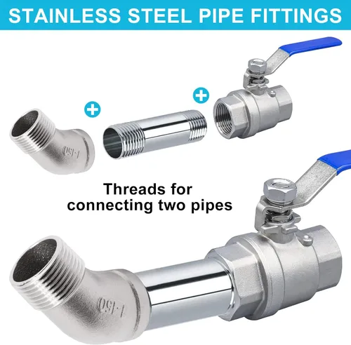 Vista 7 de 1 PIEZA Accesorios de Codo de 45 Grados, Tubo Macho NPT de 1" a 1" NPT Hembra 304 Accesorio de Tubería de Acero Inoxidable, Acoplador Conector