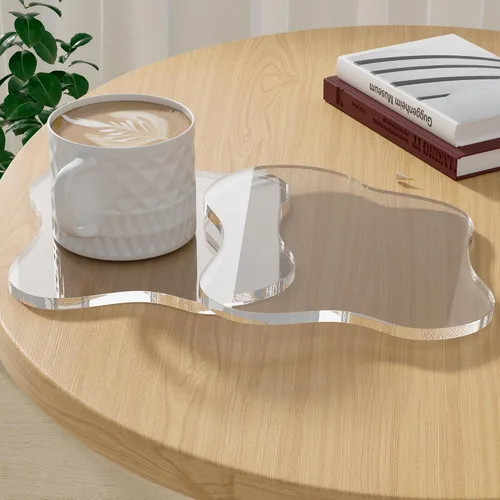 Vista 30 de Posavasos Decorativos de Acrílico, Posavasos Irregulares para Bar y Bebidas, Posavasos para Taza de Café con Forma de Nube Transparente, Perfecto