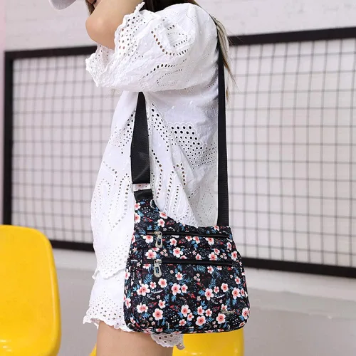 Vista 5 de Stuoye - Bolsa de nailon multibolsillos para mujer, cruzada, bolsa-monedero, para viajes