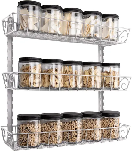 Vista 12 de SWOMMOLY Organizador Estante de Especias de Pared Ajustable, 12 Niveles de Doble Uso (Multiuso) Estante Colgante de Especias para Almacenamiento