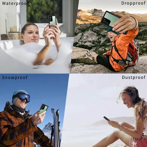 Vista 7 de Lanhiem Funda para Galaxy Note 20, Protector de Pantalla Integrado con Película para Huella Dactilar Funda Impermeable a Prueba de Polvo, Cubierta