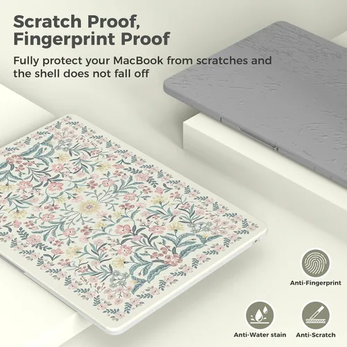 Vista 5 de iCasso para M4 MacBook Air de 13 pulgadas Funda 2025 2024-2022 M3 M2 Modelo A 3240 A3113 A2681, Funda de plástico de patrón protector resistente
