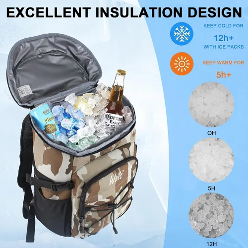 Vista 2 de WOLT Mochila enfriadora, 24 latas aisladas, a prueba de fugas, ligera y suave, enfriador de camping, enfriador de playa de gran capacidad, mochila