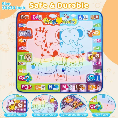 Vista 7 de Kizzyea - Juguetes para niños de 2, 3, 4, 5, 6+ años, niñas y niños, alfombrilla de garabatos de agua para niños, gran alfombrilla mágica